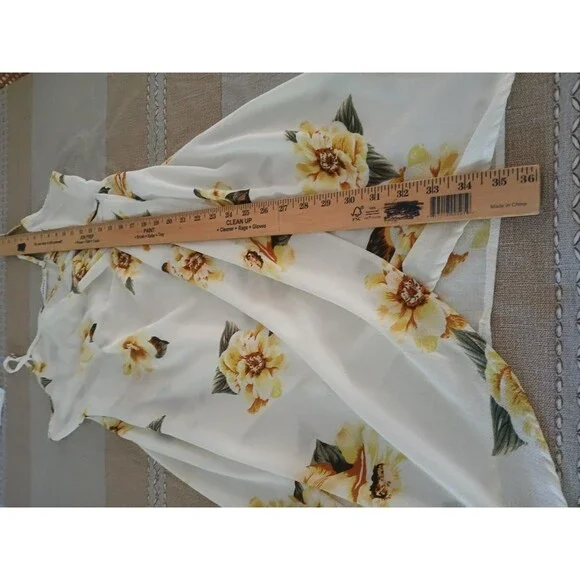Floral Faux Wrap Spaghetti Strap Dress Women's XL Lightweight Tropical Beachy - Picture 8 of 10